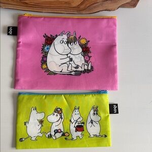 Moomin Characters LOQI Pink and Green Travel Cosmetic Pouches (2)